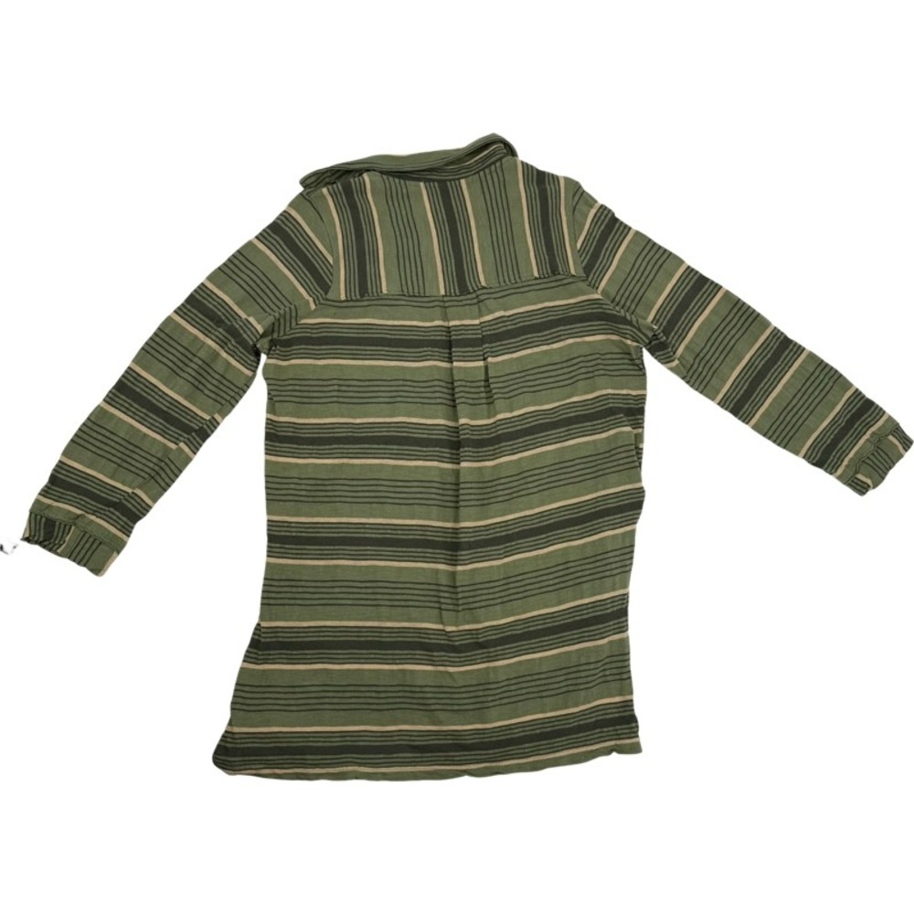 FREE PEOPLE BEACH Breaker Medium Top Green Striped V-Neck High Low Boho Vacation - Picture 16 of 16